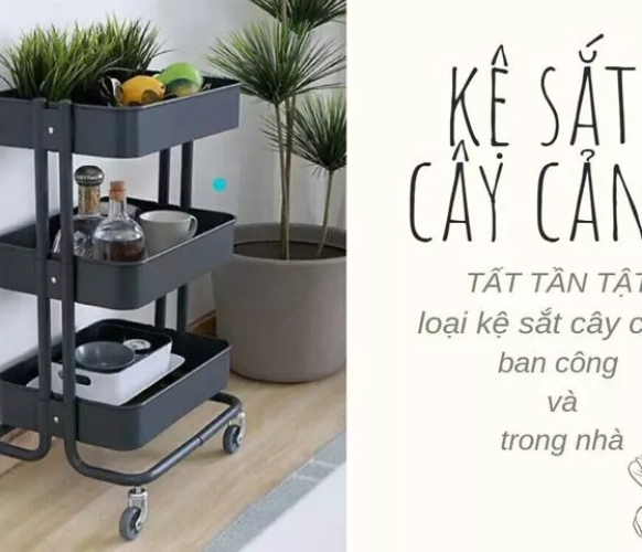 Kệ sắt cây cảnh trang trí đẹp cho không gian nhà ban công