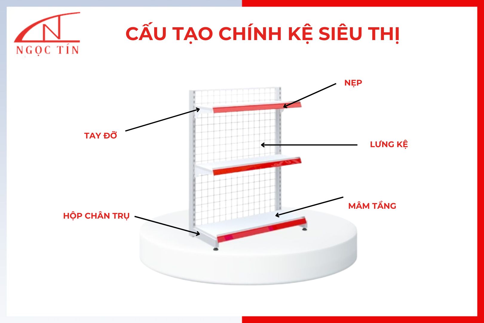 Cấu tạo kệ hàng siêu thị của Ngọc Tín