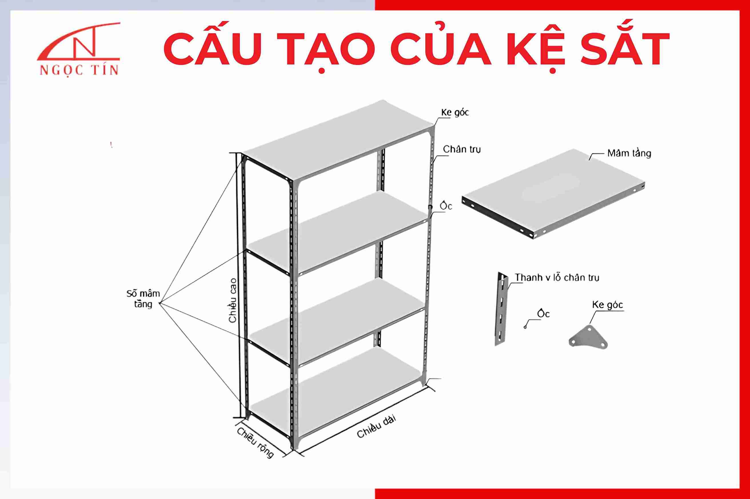 Cấu tạo của kệ sắt tại Ngọc Tín