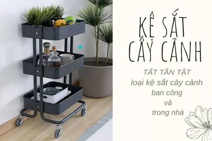 Kệ sắt cây cảnh trang trí đẹp cho không gian nhà ban công